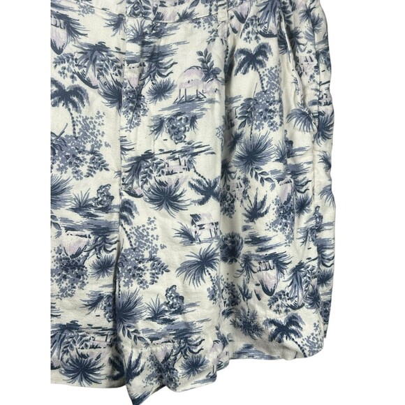 Abercrombie & Fitch Linen Blend Shorts M Blue Toile Tropical Print‎ Resort Beach - Picture 4 of 11